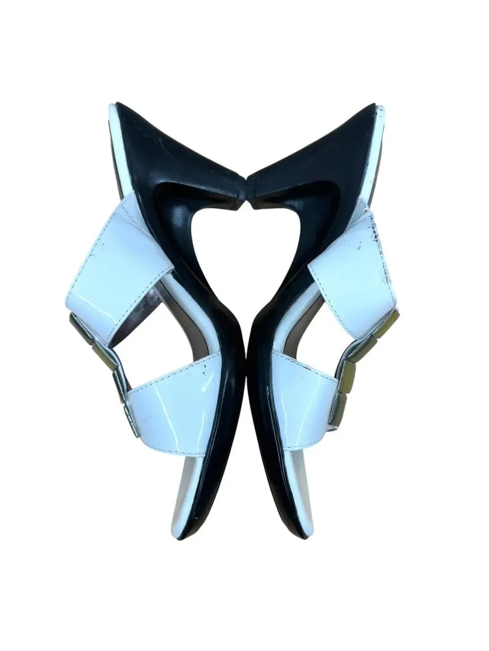 Croft & Barrow White Patent Gold‎ Tile Wedge Sandals